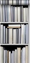 ESTAhome behang XXL boekenkast zwart, grijs, beige en wit - 158205 - 46,5 cm x 8,37 m