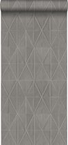 ESTAhome eco texture vlies behang origami motief donkergrijs - 148710 - 0.53 x 10.05 m