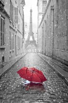 ESTAhome fotobehang Parijs city view grijs en rood - 158811 - 1.86 x 2.79 m