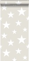 ESTAhome behang grote en kleine sterren lichtgrijs en wit - 128866 - 53 cm x 10.05 m