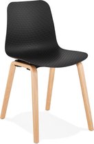 Alterego Scandinavische stoel 'PACIFIK' zwart met natuurlijk houten poten