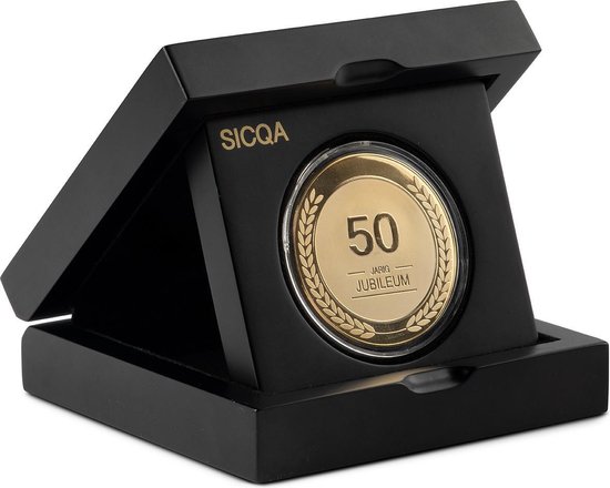 Sicqa | Puur verzilverde munt | 50 Jaar | Luxe geschenkverpakking | Jubileum cadeau | Cadeau | Huwelijk | Huwelijkscadeau | Geschenk | Geschenkset | Cadeaupakket