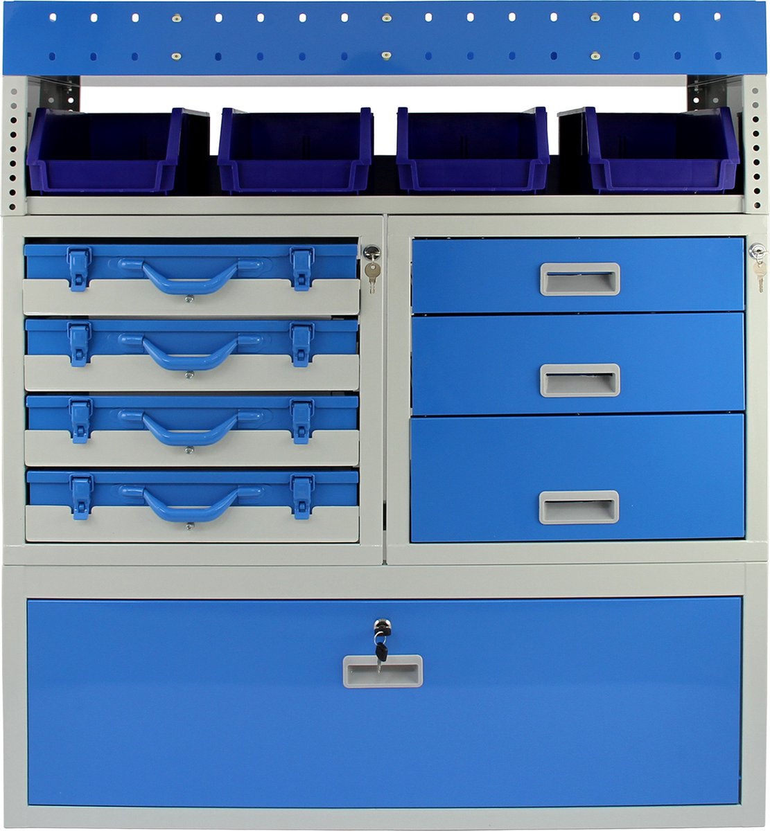 Bedrijfswageninrichting - blauw - 102x116x36cm - 4 lades