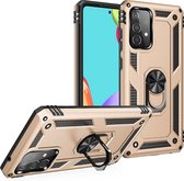 Hoesje Geschikt Voor Samsung Galaxy A52s Hoesje - Galaxy A52 5G / 4G Goud hoesje ( 4G & 5G ) Anti-Shock Hybrid Armor case Ring houder TPU backcover met kickstand