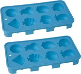 Set van 2x stuks ijsblokjes/ijsklontjes fruitvorm voor 8 blokjes - ijsblokjesvorm
