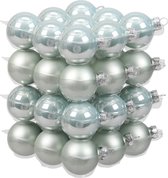 72x stuks kerstversiering kerstballen mintgroen (oyster grey) van glas - 4 cm - mat/glans - Kerstboomversiering