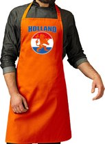 Holland oranje leeuw katoenen schort - Koningsdag/ EK/ WK voetbal - Nederland supporter - cadeau schort / bbq / keukenschort