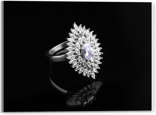 Acrylglas - Grote Ruitvormige Diamanten Ring - 40x30cm Foto op Acrylglas (Wanddecoratie op Acrylglas)
