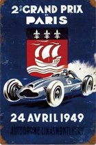 Vintage Formule 1 - 2e Grand Prix Parijs in 1949 - metalen bordje - Formule 1 - Max verstappen - F1 - Mancave - Mannen Cadeau - vaderdag cadeau - vaderdag - historische grand prix