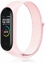 Strap-it Nylon bandje - geschikt voor Xiaomi Mi Band 5 / Mi Band 6 - lichtroze