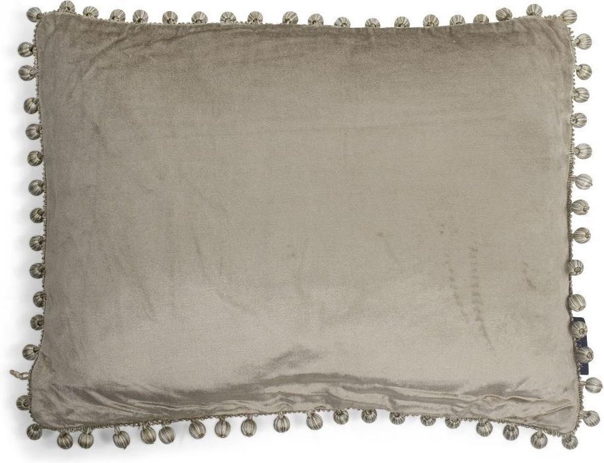 Fluwelen Kussen Pom Pom Beige (45 x 35 cm)