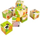 9 delige houten kinderpuzzel - 6 puzzels - jonge kinderen - houten blokken