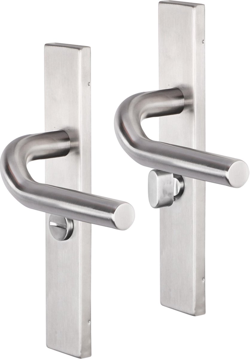 Deurkruk - Impresso Newport - Voor binnen - Vierkant deurschild met toiletsluiting - RVS - 2 stuks