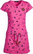 Meisjes jurk fuchsia met schelpen en zeepaarden | Maat 128/8Y