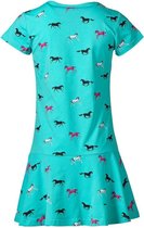 Meisjes jurk paarden turquoise | Maat 92/2Y