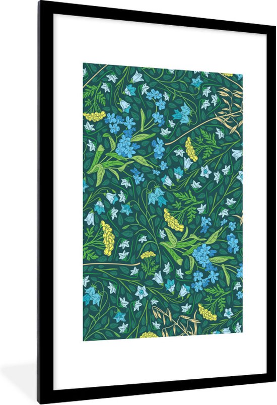 Motif fleuri vert et bleu 60x90 cm