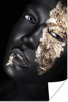 Poster Vrouw - Goud - Zwart - 60x90 cm