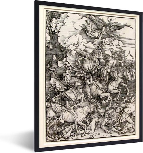 Fotolijst incl. Poster - De vier ruiters van de Apocalyps - schilderij van Albrecht Dürer - 60x80 cm - Posterlijst
