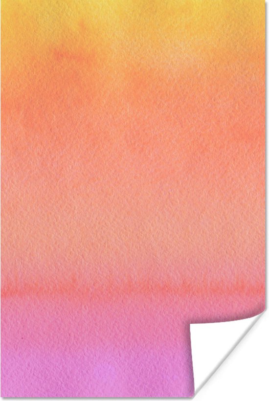 Abstract werk gemaakt van waterverf en een overloop van geel in roze ...