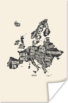 Poster Illustratie kaart van Europa - 40x60 cm