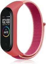 Nylon Smartwatch bandje - Geschikt voor  Xiaomi Mi Band 5 nylon bandje - pomegrenate - Horlogeband / Polsband / Armband