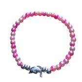 Armbandje- roze- kralen- dolfijntje -15 cm- kinderen- Charme Bijoux