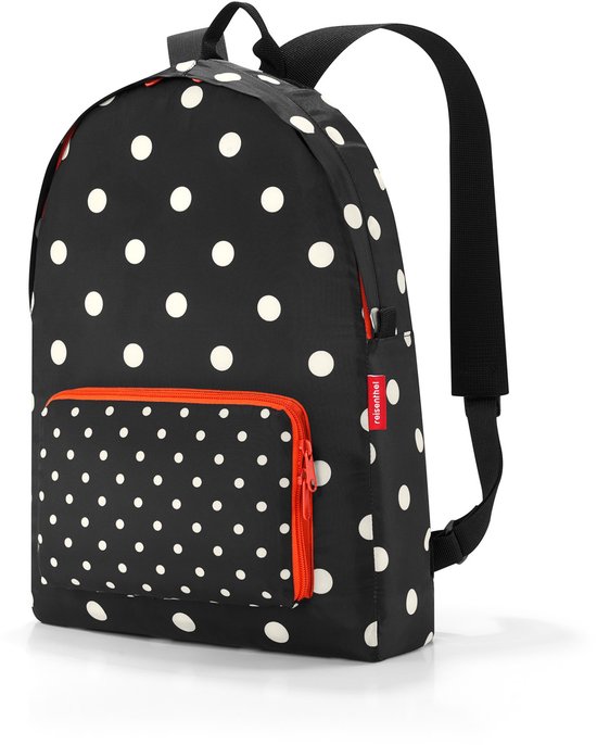 Reisenthel Mini Maxi Rucksack Rugzak - Opvouwbaar - 14L  - Mixed Dots Zwart;Wit;oranje