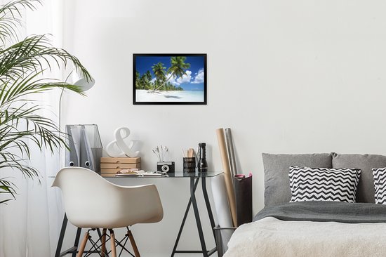 Photo en cadre - Une plage tropicale sur le cadre photo République Dominicaine noir 30x20 cm - Affiche sous cadre (Décoration murale salon / chambre) / Mer et plage