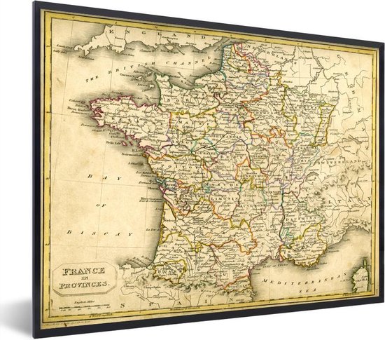 Cadre photo Vintage carte de France noir sans passe-partout | bol