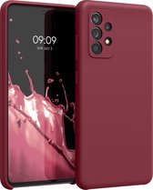 kwmobile telefoonhoesje voor Samsung Galaxy A52 / A52 5G / A52s 5G - Hoesje met siliconen coating - Smartphone case in rabarber rood