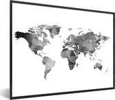 Fotolijst incl. Poster - Wereldkaart - Driehoek - Grijs - 80x60 cm - Posterlijst
