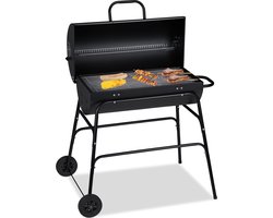houtskool bbq - met deksel - verstelbare beluchting - stabiel - 96,5 x 103 x 64,5 cm - zwart