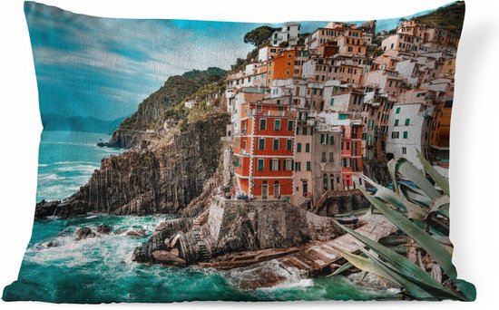 Sierkussens - Kussen - Gekleurde huizen in Italië - 60x40 cm - Kussen van katoen
