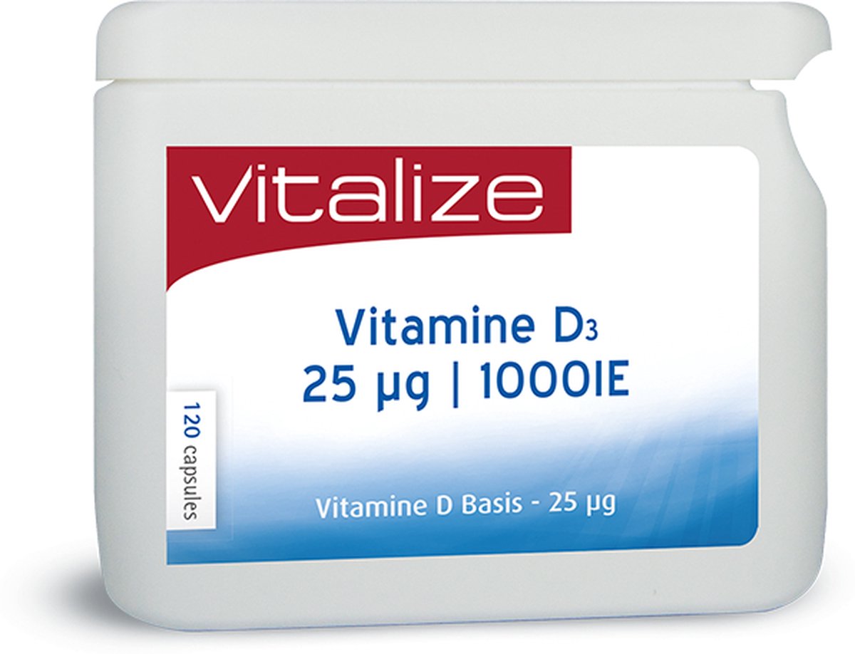 Goedkoopste Vitalize Vitamine D Basis 25 µg 120 capsules | Voor het behoud van sterke botten en tanden - Voor het behoud van sterke botten en tanden