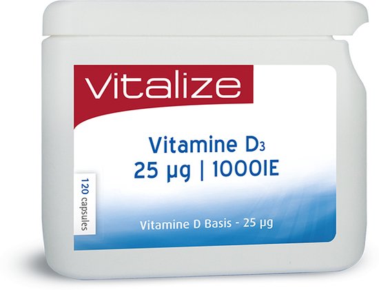 Vitalize Vitamine D Basis 25 µg 120 capsules - Voor het behoud van sterke botten en tanden - Ondersteunt het immuunsysteem