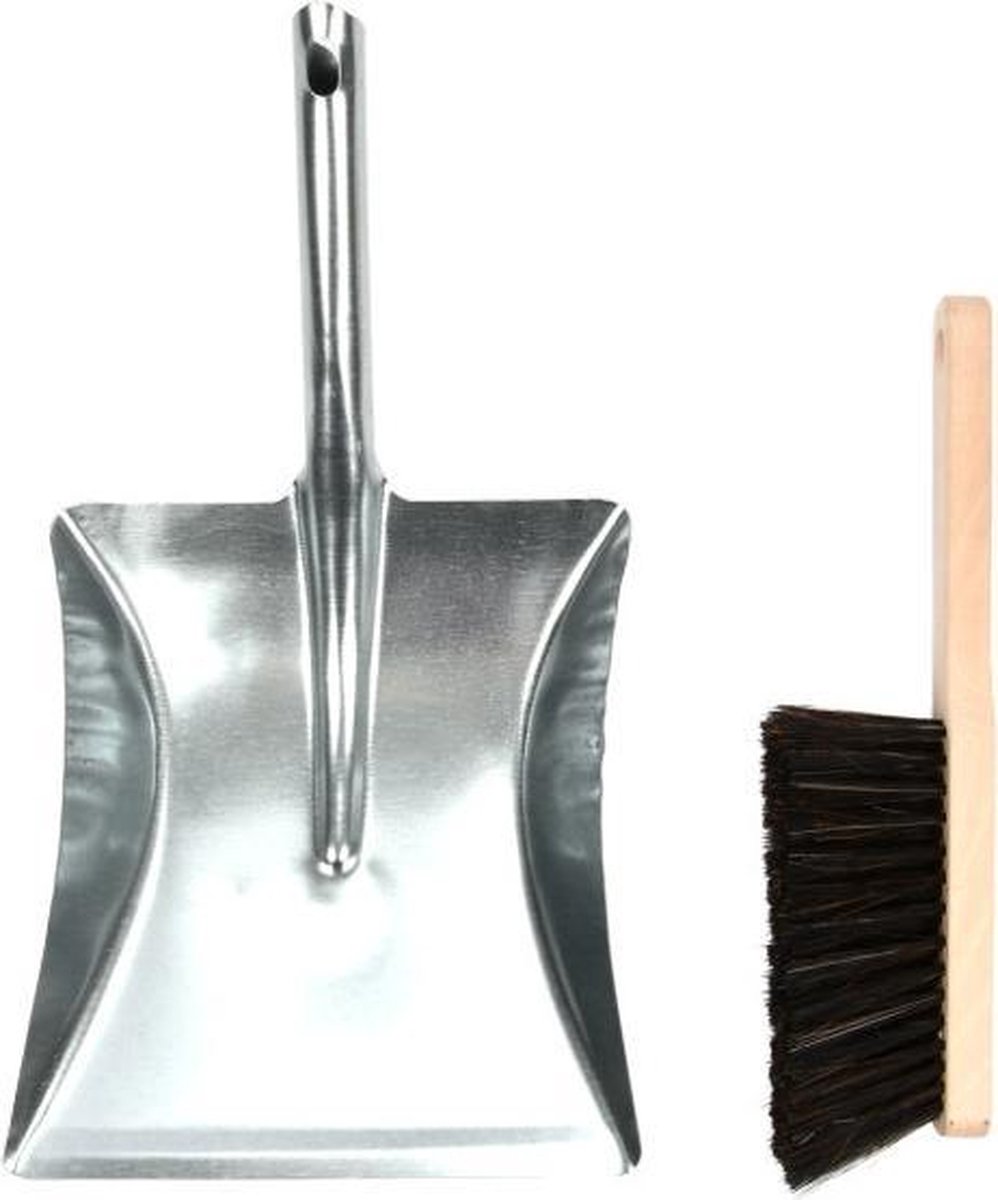 Esschert Design Veger en Blik - houten veger - metalen blik - buiten en binnengebruik