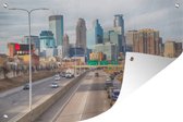 Tuindecoratie Horizon van de binnenstad van Minneapolis in Noord-Amerika - 60x40 cm - Tuinposter - Tuindoek - Buitenposter