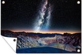 Muurdecoratie Melkweg boven een berglandschap bij zonsondergang - 180x120 cm - Tuinposter - Tuindoek - Buitenposter