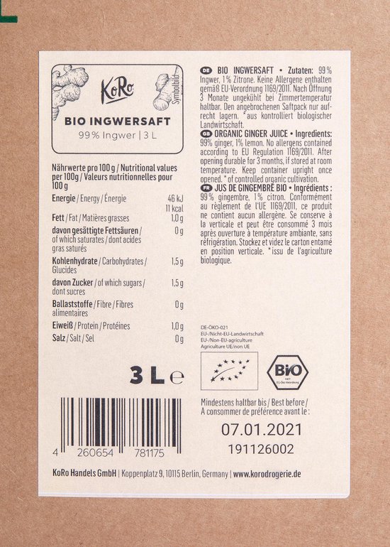 KoRo - Bio gembersap bag-in-box 3 L van Merkloos — afbeelding 4