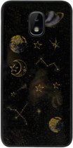 - ADEL Siliconen Back Cover Softcase Hoesje Geschikt voor Samsung Galaxy J3 (2018) - Ruimte Heelal Bling Glitter
