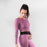 Body & Fit Perfection Stretch Cropped Top - Chemise Sport Femme - Manches Longues - Taille: XL - Mauve
