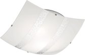 LED Plafondlamp - Plafondverlichting - Trinon Niki - E27 Fitting - 2-lichts - Vierkant - Mat Zilver - Glas