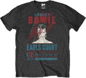 David Bowie Heren Tshirt -M- Earls Court '73 Eco Zwart