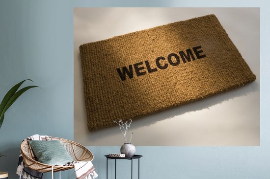 Sticker Muursticker Panneau de bienvenue - tapis - 160x120 cm - feuille adhésive autocollante - sticker mural repositionnable XXL /
