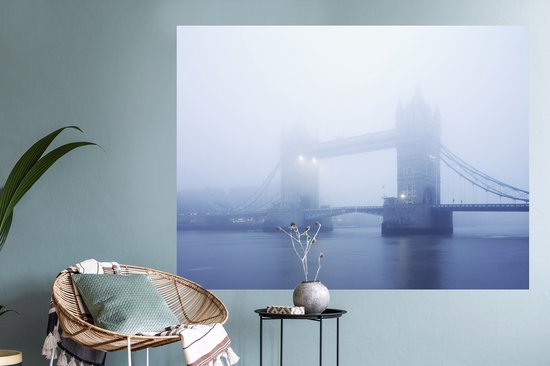 Stickers muraux - Film autocollant - Tower Bridge à Londres obscurci par le brouillard - 120x90 cm - Film adhésif - Stickers muraux Chambre d'enfant - Papier peint autocollant