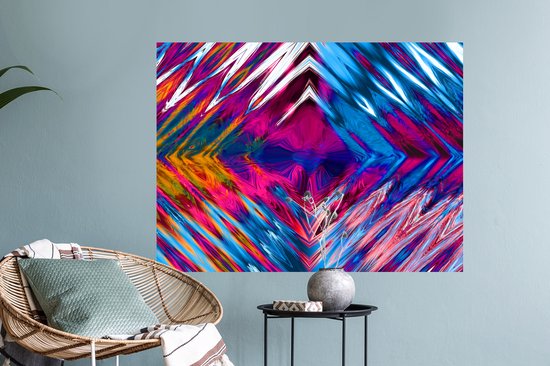 Sticker Muursticker Art psychédélique - Art psychédélique en forme de losange - 80x60 cm - film adhésif autocollant - sticker mural repositionnable