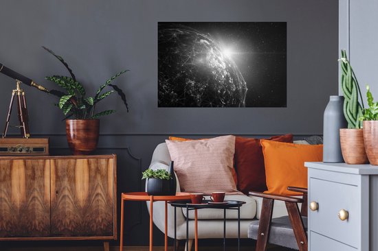 Stickers muraux - Terre - Etoiles - Ligne - 90x60 cm - Film adhésif