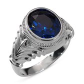Heren ring Zilver Patrick blauw large