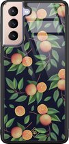 Samsung S21 Plus hoesje glass - Fruit / Sinaasappel | Samsung Galaxy S21 Plus  case | Hardcase backcover zwart