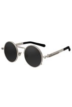 KIMU lunettes de soleil rondes argentées hipster - lunettes rétro vintage noires steampunk